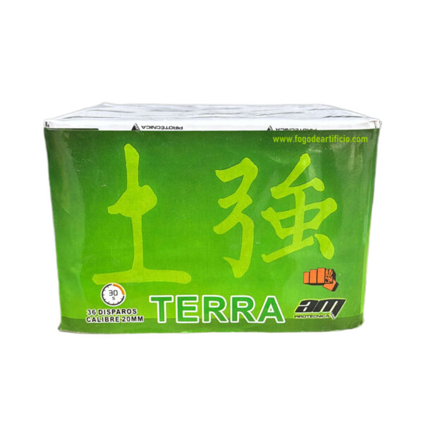 bateria fogo de artifício Terra 36 disparos com crackling e final dourado
